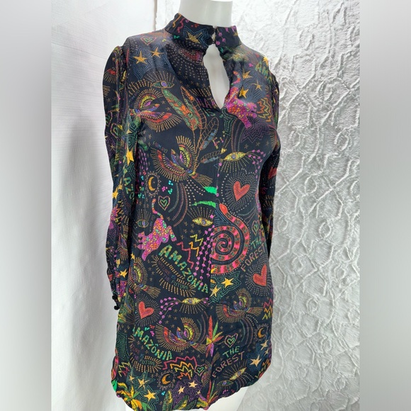 FARM Rio Amazonia Mini Dress, Size Medium, Novelty Print, Puff Sleeves - Picture 8 of 16